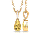 Pear Shape Citrine Solitaire Pendant with Diamond Accent Bail Citrine - ( AAA ) - Quality - Rosec Jewels