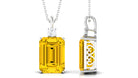 Emerald Cut Solitaire Created Yellow Sapphire Pendant with Moissanite Lab Created Yellow Sapphire - ( AAAA ) - Quality - Rosec Jewels