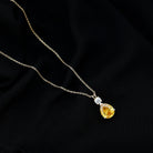 Teardrop Pendant with Created Yellow Sapphire and Moissanite Lab Created Yellow Sapphire - ( AAAA ) - Quality - Rosec Jewels