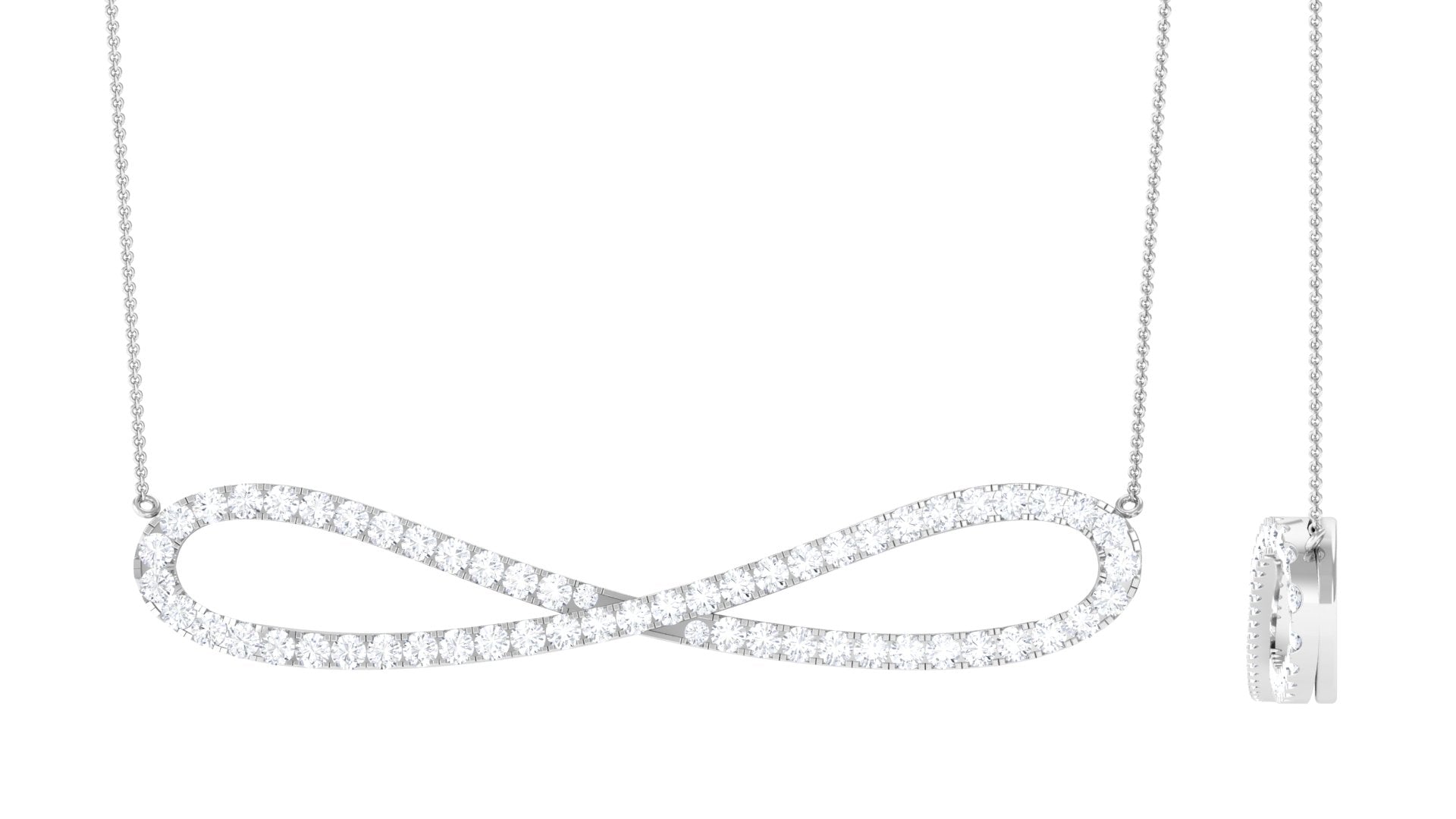0.75 CT Certified Moissanite Infinity Necklace in Pave Setting Moissanite - ( D-VS1 ) - Color and Clarity - Rosec Jewels