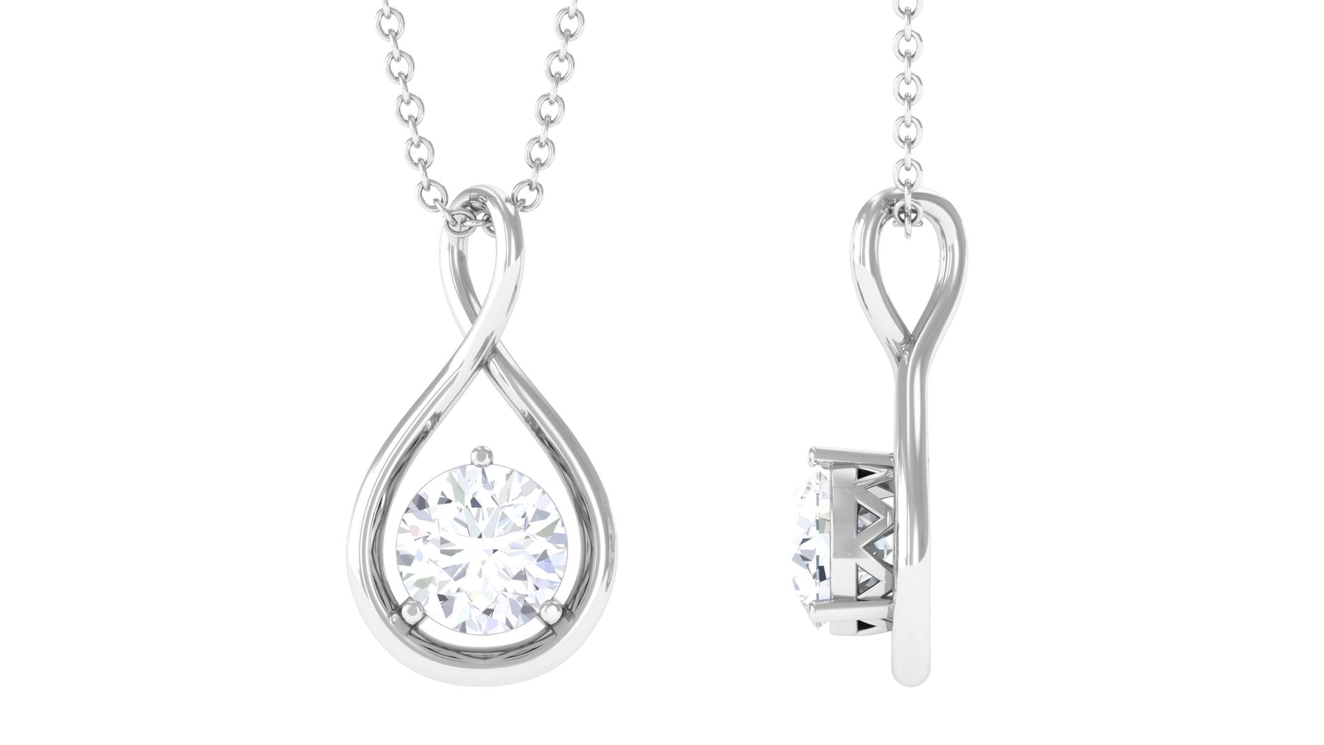 Certified Moissanite Solitaire Infinity Pendant Moissanite - ( D-VS1 ) - Color and Clarity - Rosec Jewels