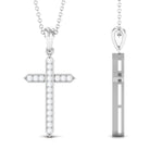 Round Moissanite Cross Pendant Necklace Moissanite - ( D-VS1 ) - Color and Clarity - Rosec Jewels