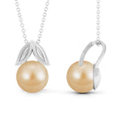 Golden South Sea Pearl Solitaire Leaf Pendant South Sea Pearl - ( AAA ) - Quality - Rosec Jewels