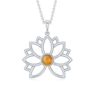 Nature Inspired Orange Sapphire Flower Pendant Orange Sapphire - ( AAA ) - Quality - Rosec Jewels