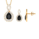 Real Black Onyx Infinity Jewellery Set with Moissanite Black Onyx - ( AAA ) - Quality - Rosec Jewels