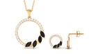 Marquise Cut Black Onyx and Diamond Eternity Jewelry Set Black Onyx - ( AAA ) - Quality - Rosec Jewels