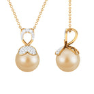 Nature Inspired South Sea Pearl and Diamond Drop Necklace South Sea Pearl - ( AAA ) - Quality - Rosec Jewels