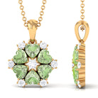 Heart Shape Green Sapphire and Diamond Flower Pendant Green Sapphire - ( AAA ) - Quality - Rosec Jewels