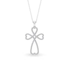 Open Cross Heart Pendant Necklace with Moissanite Moissanite - ( D-VS1 ) - Color and Clarity - Rosec Jewels