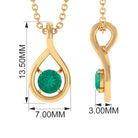 4 MM Round Cut Emerald Solitaire Gold Teardrop Pendant Emerald - ( AAA ) - Quality - Rosec Jewels