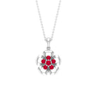 1/2 CT Cluster Ruby Floral Pendant Ruby - ( AAA ) - Quality - Rosec Jewels