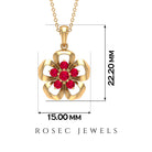 1/2 CT Cluster Ruby Floral Pendant Ruby - ( AAA ) - Quality - Rosec Jewels