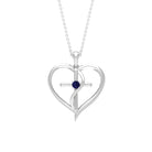 3 MM Blue Sapphire Cross Heart Necklace for Women Blue Sapphire - ( AAA ) - Quality - Rosec Jewels