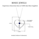 3 MM Blue Sapphire Cross Heart Necklace for Women Blue Sapphire - ( AAA ) - Quality - Rosec Jewels