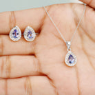 Pear Shape Tanzanite Teardrop Jewelry Set with Moissanite Tanzanite - ( AAA ) - Quality - Rosec Jewels