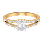 Split Shank Diamond Engagement Ring in Illusion Setting Diamond - ( HI-SI ) - Color and Clarity - Rosec Jewels