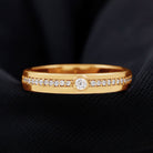 Bezel Set Diamond Unisex Wedding Band Diamond - ( HI-SI ) - Color and Clarity - Rosec Jewels