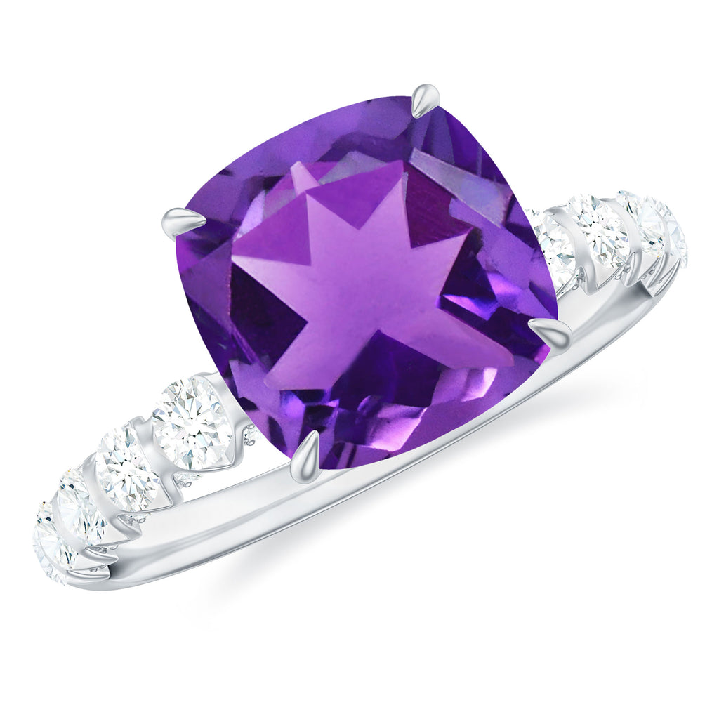 2.50 CT Amethyst Fancy Engagement Ring with Moissanite