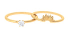 1/4 CT Round Diamond Sunburst Wedding Ring Set in Gold Diamond - ( HI-SI ) - Color and Clarity - Rosec Jewels