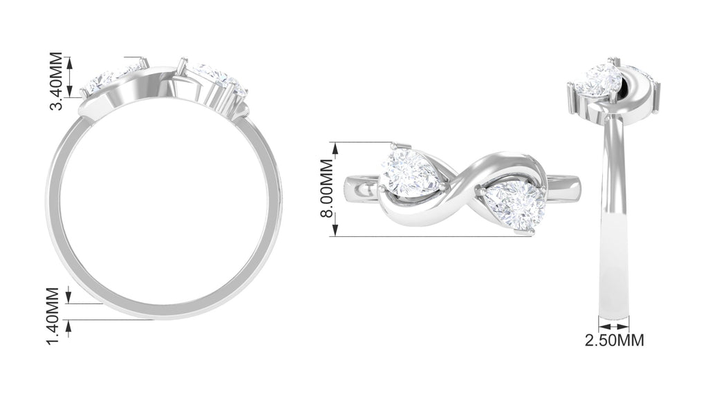 Pear Cut Diamond Toi et Moi Infinity Promise Ring Diamond - ( HI-SI ) - Color and Clarity - Rosec Jewels