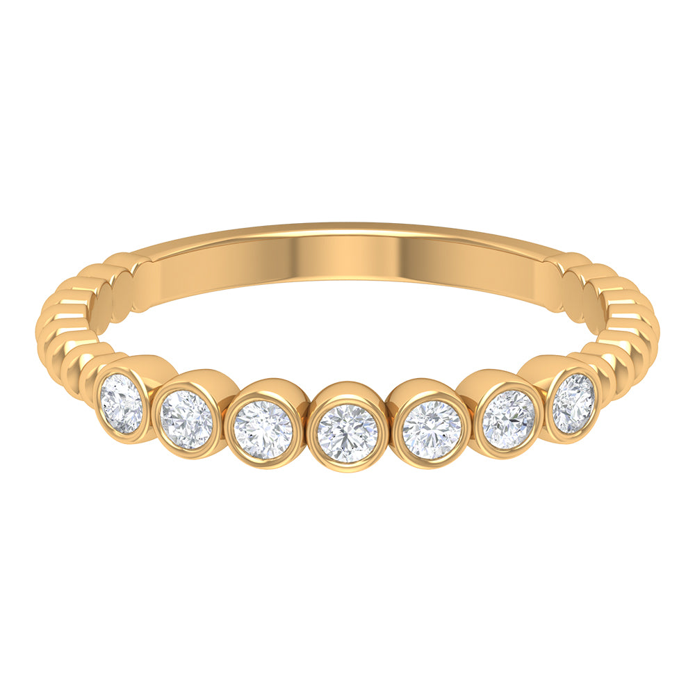 Bezel Set Round Diamond Half Eternity Ring Diamond - ( HI-SI ) - Color and Clarity - Rosec Jewels