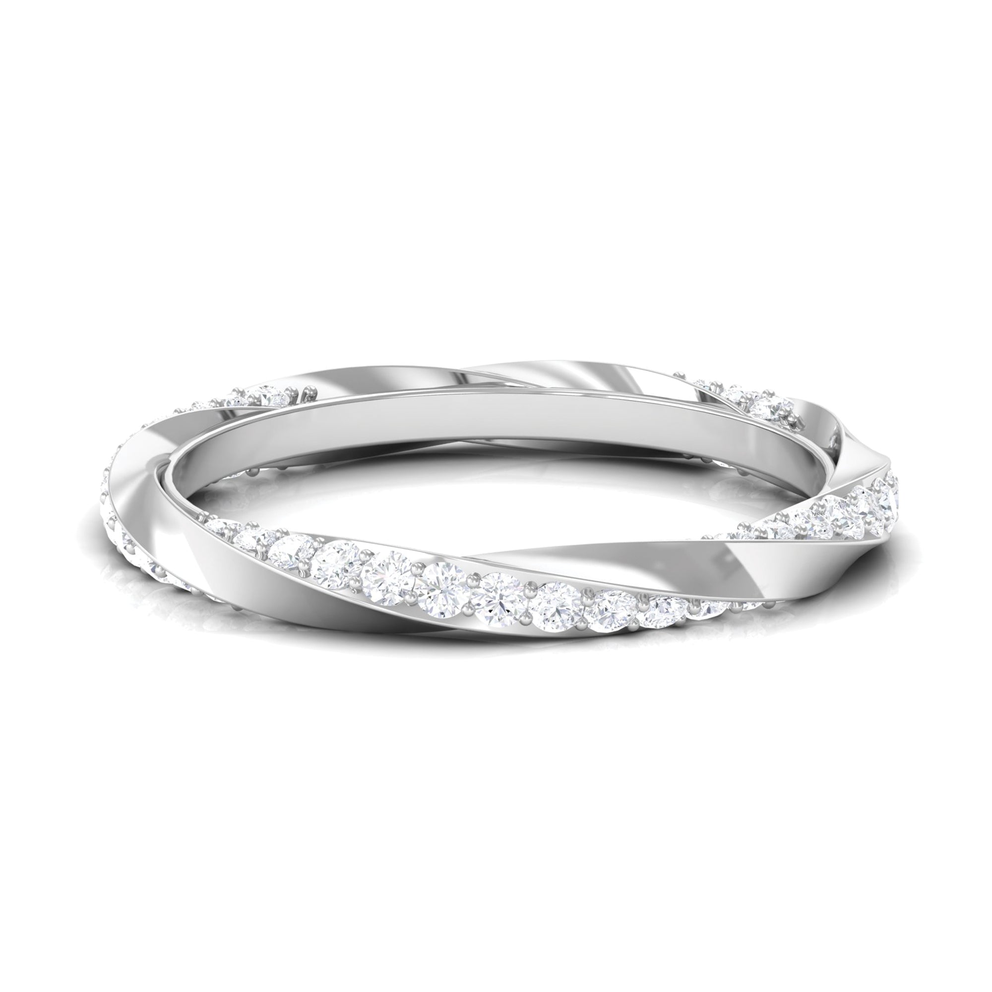 Prong Set Diamond Stackable Ring with Twisted Details Diamond - ( HI-SI ) - Color and Clarity - Rosec Jewels