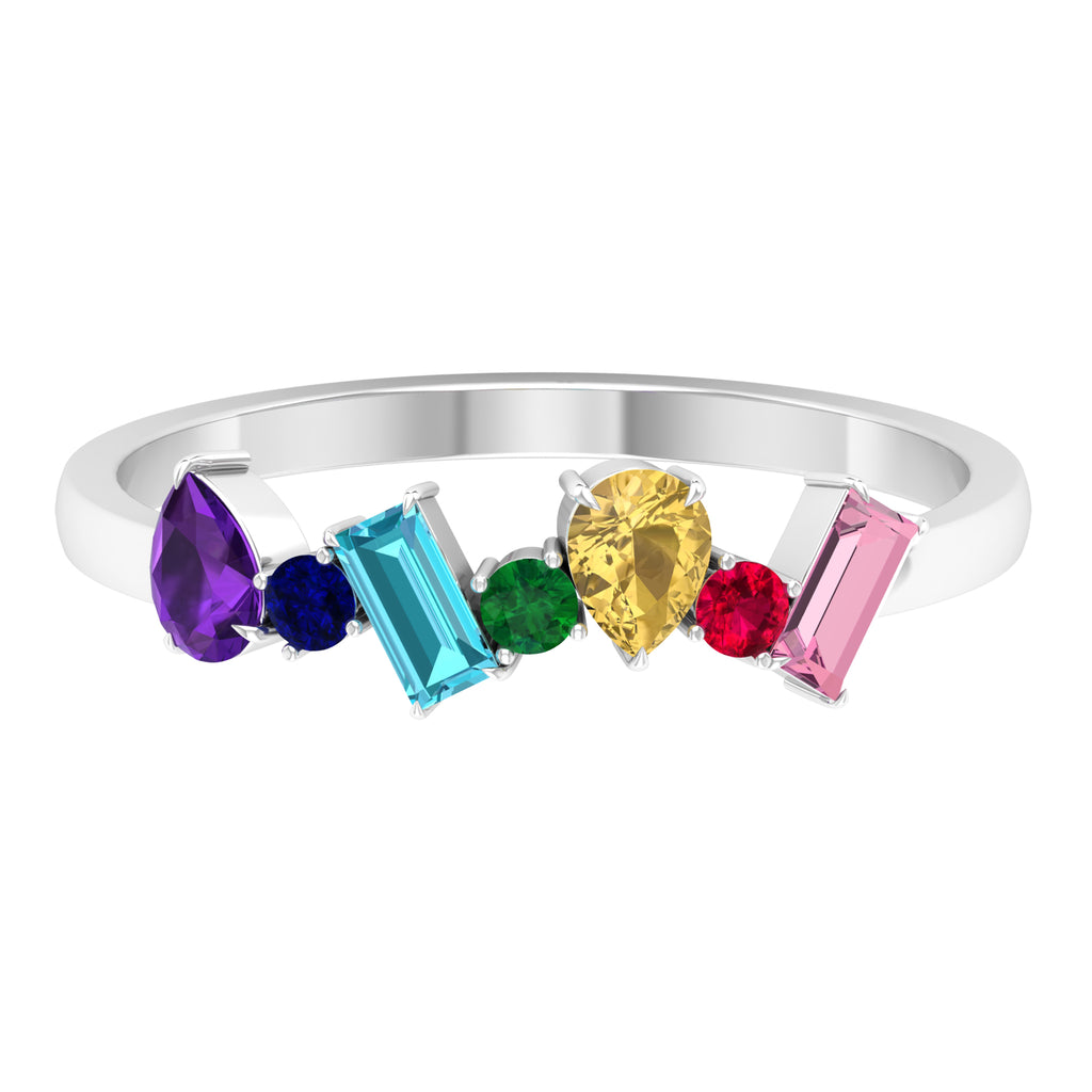 3/4 CT Colorful Multi Gemstone Promise Ring