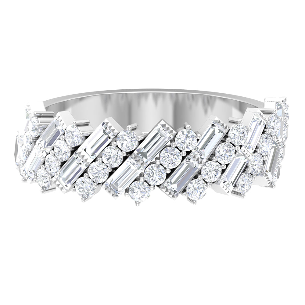 Diamond Wedding Band in Prong Setting Diamond - ( HI-SI ) - Color and Clarity - Rosec Jewels