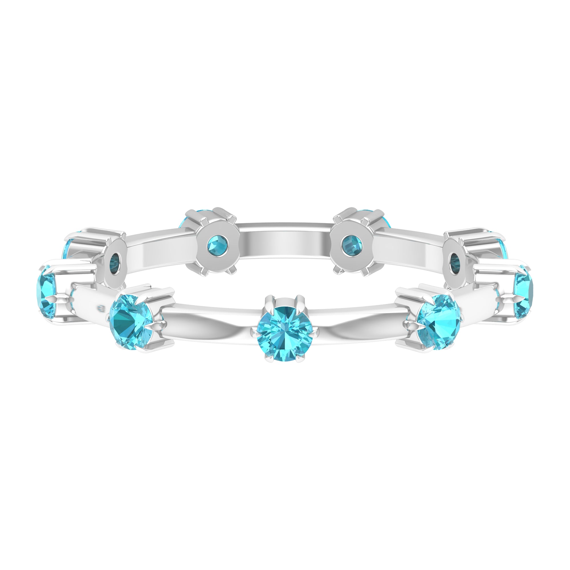 3/4 CT Claw Set Swiss Blue Topaz Stackable Ring Swiss Blue Topaz - ( AAA ) - Quality - Rosec Jewels