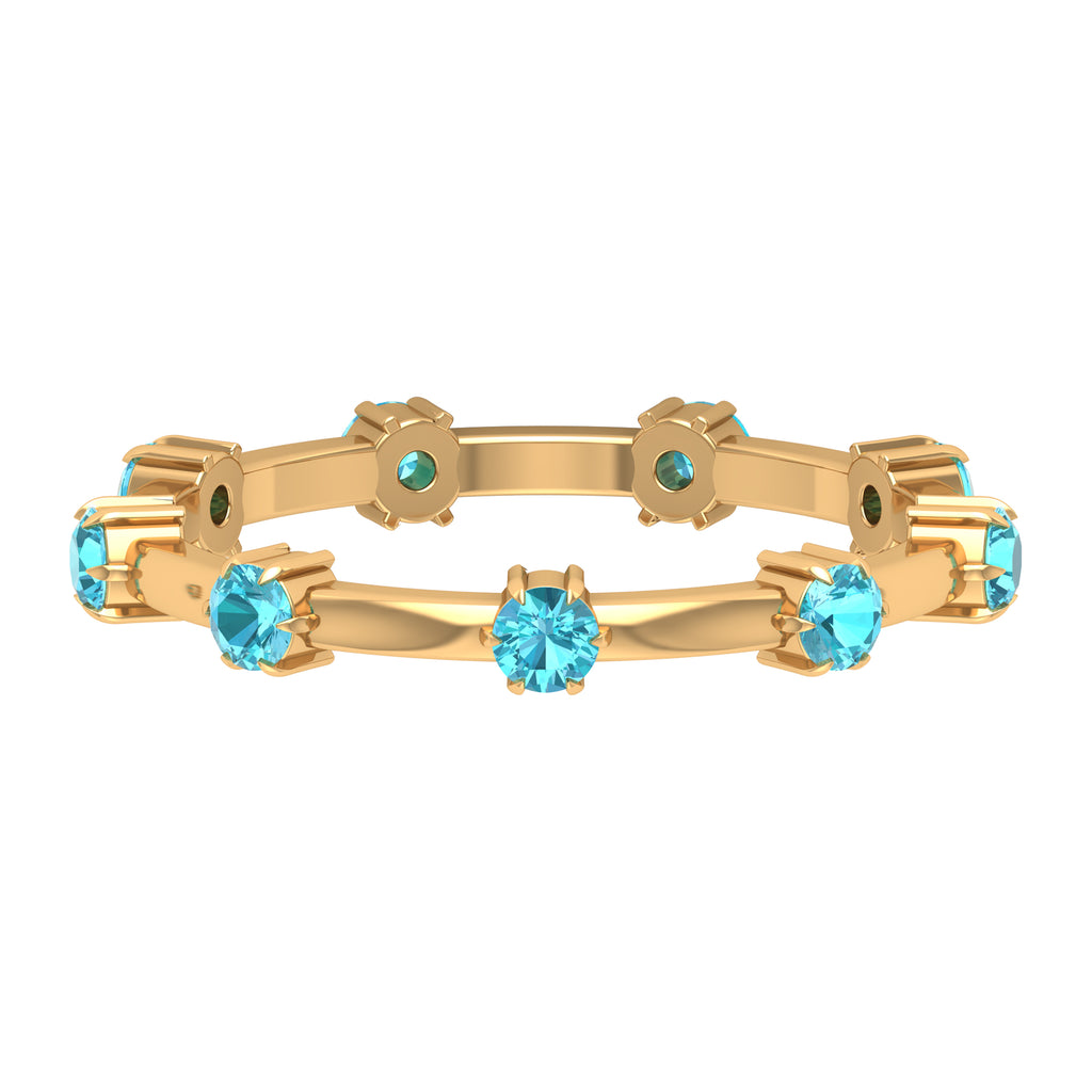 3/4 CT Claw Set Swiss Blue Topaz Stackable Ring Swiss Blue Topaz - ( AAA ) - Quality - Rosec Jewels