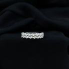 Marquise and Round Moissanite Half Eternity Ring Moissanite - ( D-VS1 ) - Color and Clarity - Rosec Jewels