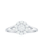 Illusion Set Round Diamond Flower Promise Ring in Split Shank Diamond - ( HI-SI ) - Color and Clarity - Rosec Jewels