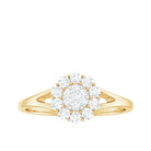 Illusion Set Round Diamond Flower Promise Ring in Split Shank Diamond - ( HI-SI ) - Color and Clarity - Rosec Jewels