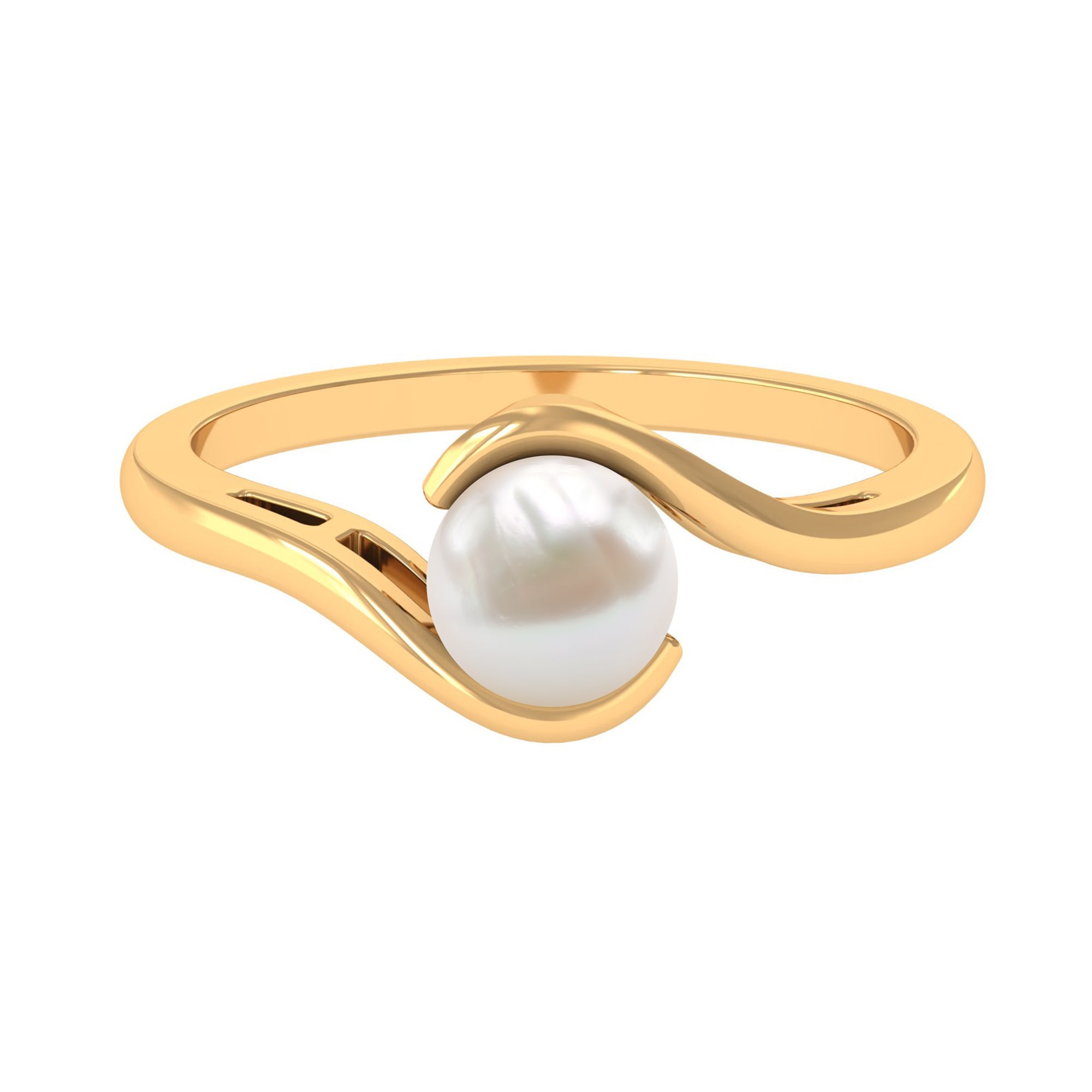 Bypass Freshwater Pearl Solitaire Ring Freshwater Pearl - ( AAA ) - Quality - Rosec Jewels
