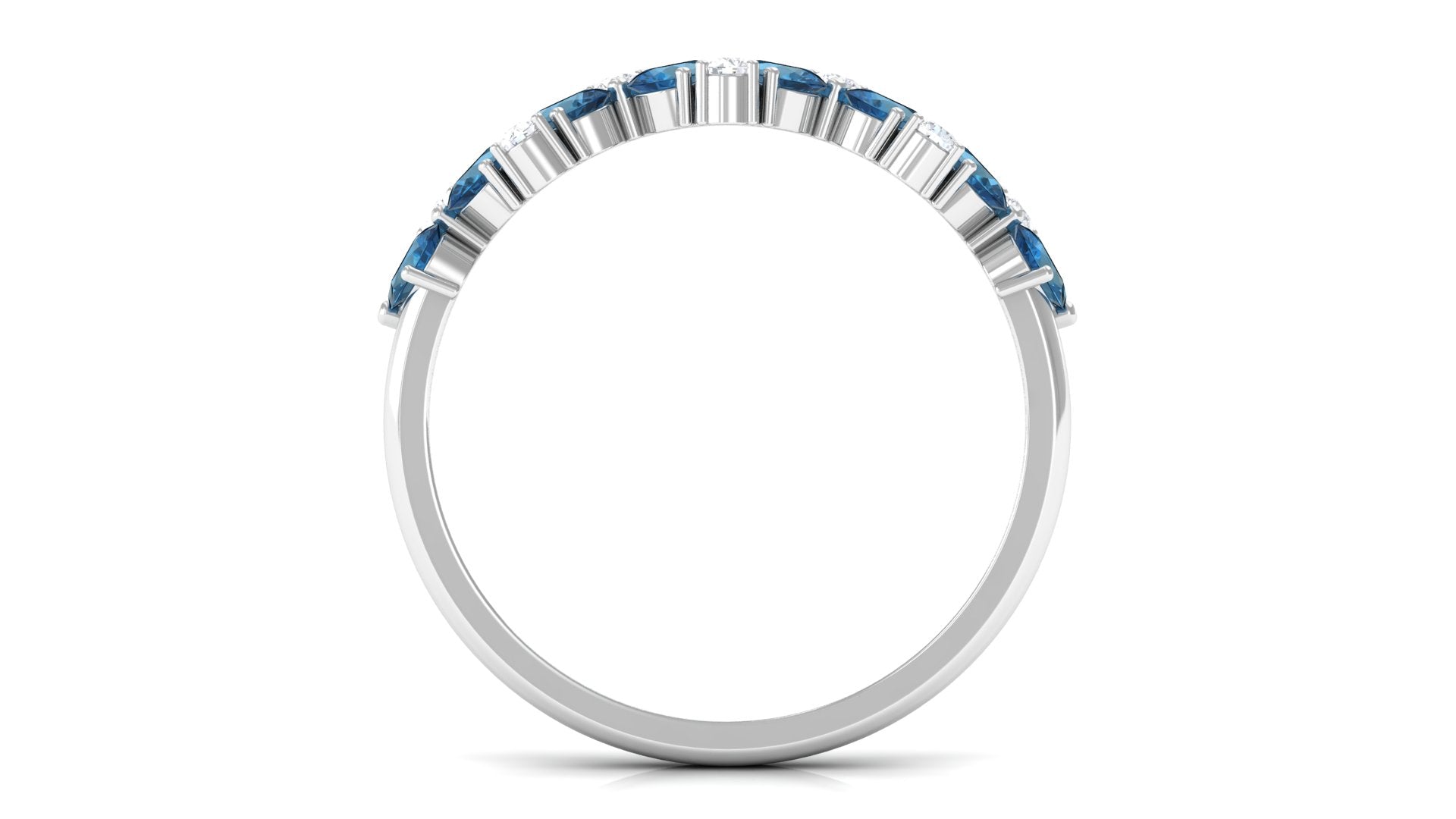 London Blue Topaz and Moissanite Half Eternity Ring London Blue Topaz - ( AAA ) - Quality - Rosec Jewels