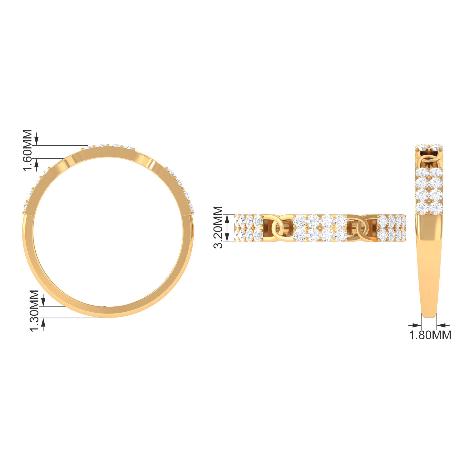 1/2 CT Natural Diamond Interlock Band Ring Diamond - ( HI-SI ) - Color and Clarity - Rosec Jewels