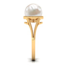 6 CT Split Shank Freshwater Pearl Solitaire Ring in Gold Rope frame Freshwater Pearl - ( AAA ) - Quality - Rosec Jewels