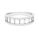 Minimal Baguette and Round Cut Diamond Wedding Band Ring Diamond - ( HI-SI ) - Color and Clarity - Rosec Jewels