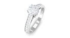 1 CT Prong Set Round Zircon Engagement Ring with Side Stones Zircon - ( AAAA ) - Quality - Rosec Jewels