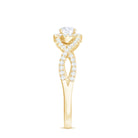 Round Cubic Zirconia Criss Cross Engagement Ring in Gold Zircon - ( AAAA ) - Quality - Rosec Jewels
