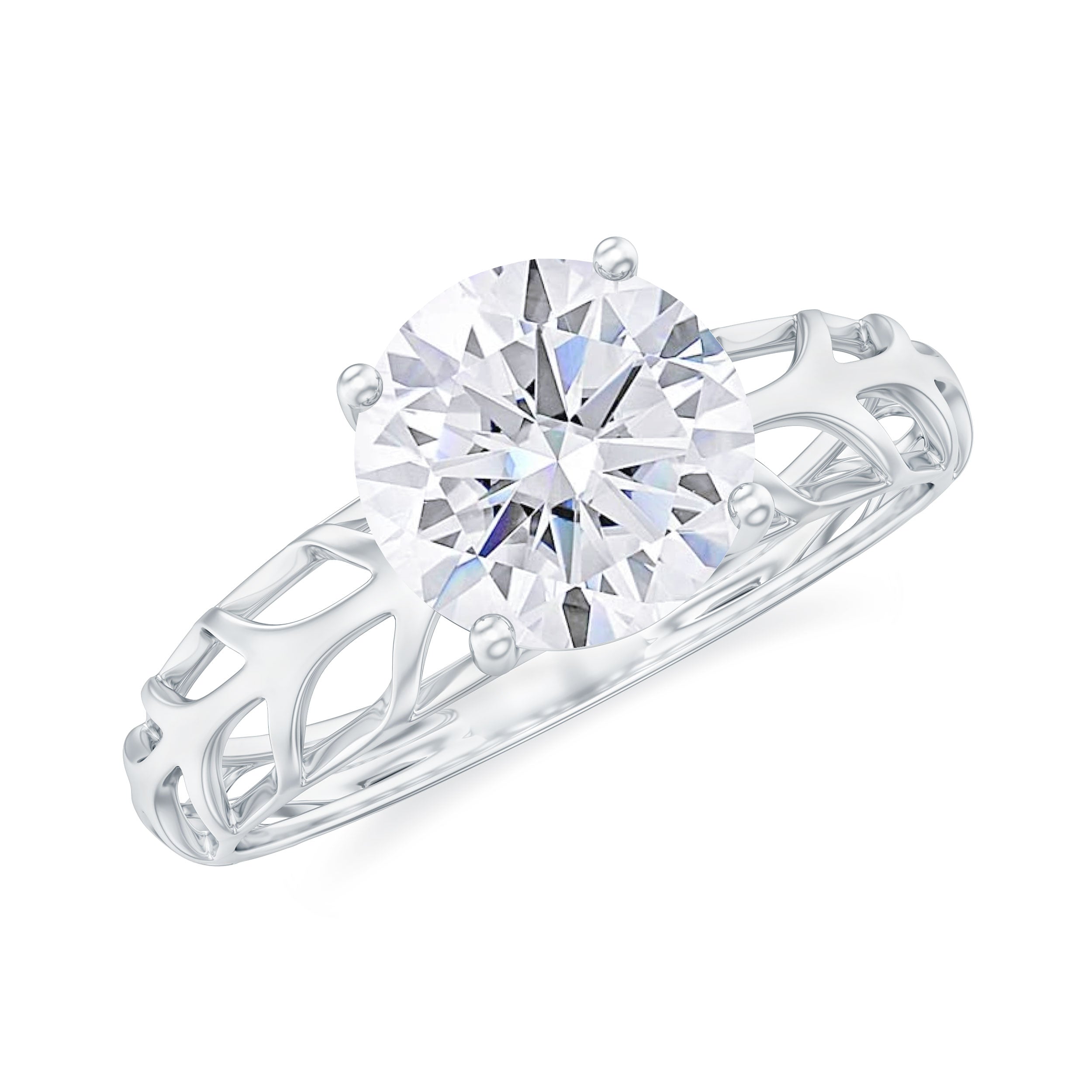 1.50 CT Zircon Engagement Ring with Gold Leaf Cut Out Zircon - ( AAAA ) - Quality - Rosec Jewels