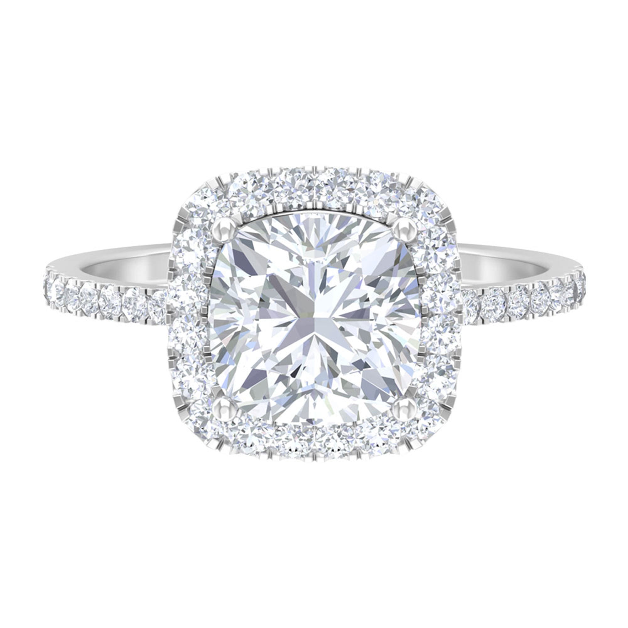 4.25 CT Cushion Cut Zircon Engagement Ring with Halo Zircon - ( AAAA ) - Quality - Rosec Jewels