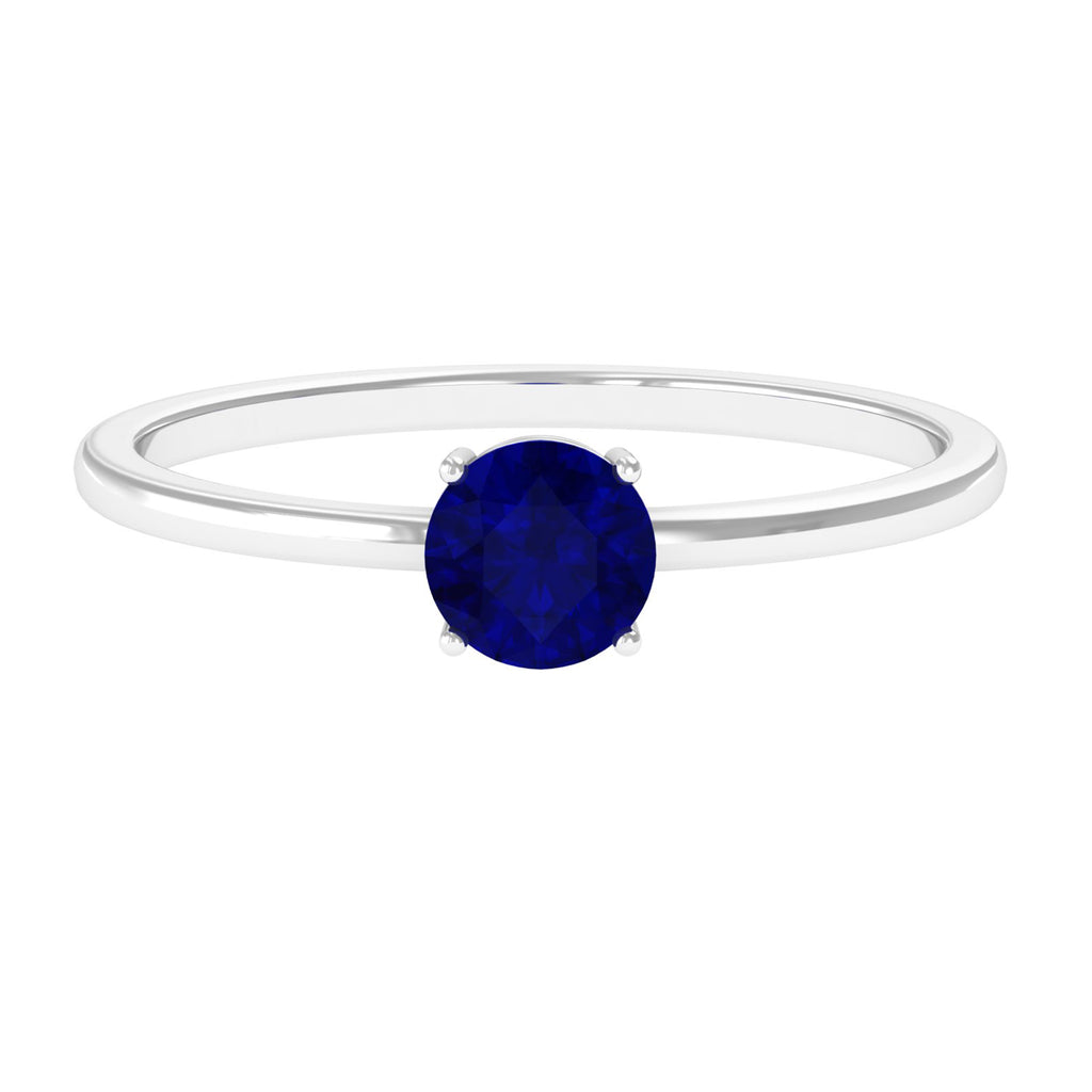 3/4 CT Round Cut Blue Sapphire Solitaire Simple Ring