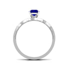 Blue Sapphire Solitaire Engagement Ring with Diamond Side Stones Blue Sapphire - ( AAA ) - Quality - Rosec Jewels