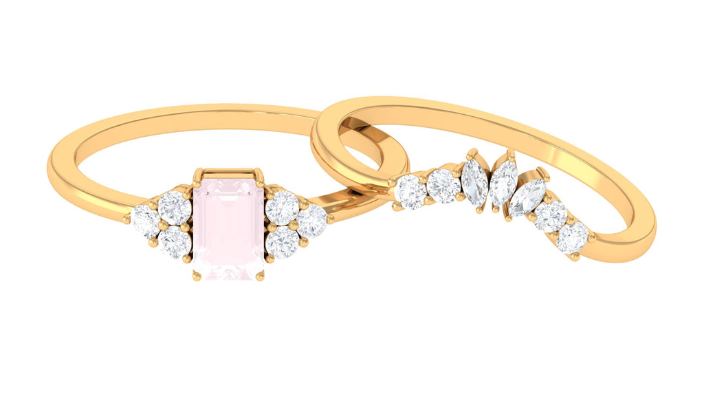 1.25 CT Rose Quartz and Diamond Ring Set in Prong Setting Rose Quartz - ( AAA ) - Quality - Rosec Jewels