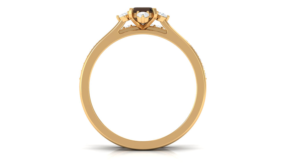 Octagon Cut Smoky Quartz and Diamond Ring Set Smoky Quartz - ( AAA ) - Quality - Rosec Jewels