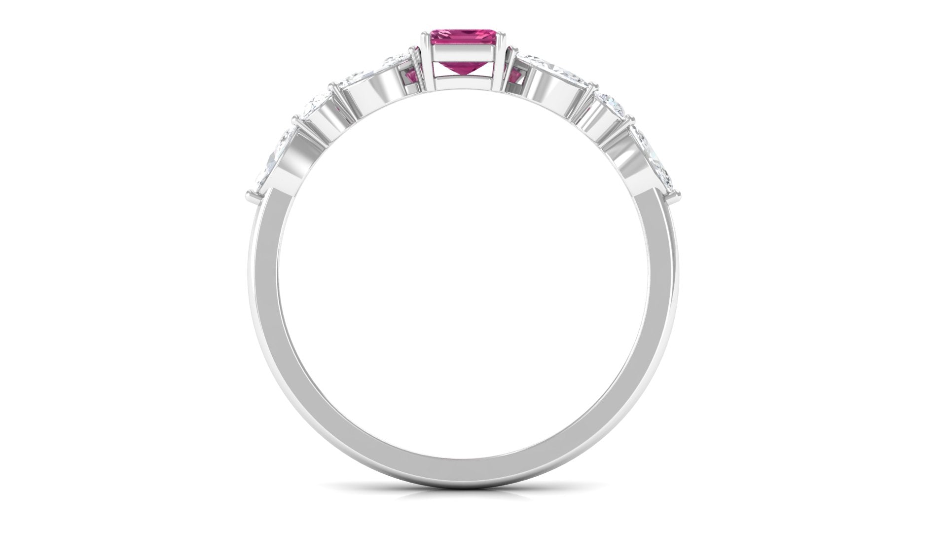 3/4 CT Real Pink Tourmaline Solitaire Ring with Diamond Side Stones Pink Tourmaline - ( AAA ) - Quality - Rosec Jewels