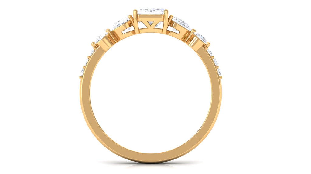 Emerald Cut Zircon Classic Solitaire Engagement Ring Zircon - ( AAAA ) - Quality - Rosec Jewels