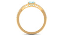 Octagon Cut Solitaire Aquamarine Engagement Ring with Diamond Aquamarine - ( AAA ) - Quality - Rosec Jewels