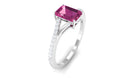 1.50 CT Natural Pink Tourmaline Solitaire Split Shank Ring with Diamond Pink Tourmaline - ( AAA ) - Quality - Rosec Jewels
